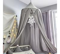 Surwin Bed Canopy for Girls Grey, Round Dome Children Mosquito Net Protection Canopy | Kids Bedroom Nursery Decorations Hanging Curtain | Princess Play Tent