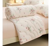 Surwin Bedspreads Coverless Duvet 2.5 Tog, Soft Microfiber Summer Cooling Quilt Rustic Floral Print Cosy Quilted Bedspreads All Seasons for Single Double King Size Bed (Pink Roses,180x220cm)