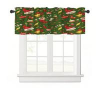 Surwin Blackout Short Curtains for Small Windows, 3D Christmas Series Cafe Curtain Kitchen Curtains Rod Pocket 1 Panel Valance for Living Room Bedroom Bathroom (Christmas hat,137x45cm)