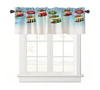 Surwin Blackout Short Curtains for Small Windows, 3D Christmas Series Cafe Curtain Kitchen Curtains Rod Pocket 1 Panel Valance for Living Room Bedroom Bathroom (Christmas stockings,137x45cm)