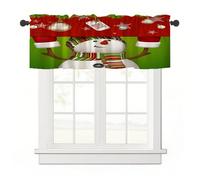 Surwin Blackout Short Curtains for Small Windows, 3D Christmas Series Cafe Curtain Kitchen Curtains Rod Pocket 1 Panel Valance for Living Room Bedroom Bathroom (Cute snowman,137x45cm)