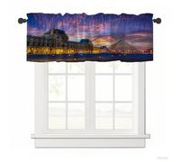 Surwin Blackout Short Curtains for Small Windows, 3D City Series Cafe Curtain Kitchen Curtains Rod Pocket 1 Panel Valance for Living Room Bedroom Bathroom (Museum,137x45cm)