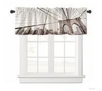 Surwin Blackout Short Curtains for Small Windows, 3D City Series Cafe Curtain Kitchen Curtains Rod Pocket 1 Panel Valance for Living Room Bedroom Bathroom (Photography,137x45cm)