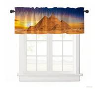 Surwin Blackout Short Curtains for Small Windows, 3D City Series Cafe Curtain Kitchen Curtains Rod Pocket 1 Panel Valance for Living Room Bedroom Bathroom (Egypt,137x45cm)