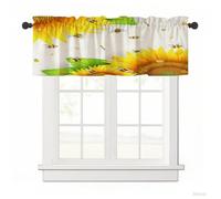 Surwin Blackout Short Curtains for Small Windows, 3D Sunflower Series Cafe Curtain Kitchen Curtains Rod Pocket 1 Panel Valance for Living Room Bedroom Bathroom (Cartoon,137x45cm)