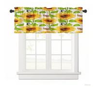 Surwin Blackout Short Curtains for Small Windows, 3D Sunflower Series Cafe Curtain Kitchen Curtains Rod Pocket 1 Panel Valance for Living Room Bedroom Bathroom (Butterfly,137x45cm)