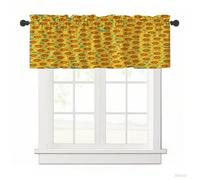 Surwin Blackout Short Curtains for Small Windows, 3D Sunflower Series Cafe Curtain Kitchen Curtains Rod Pocket 1 Panel Valance for Living Room Bedroom Bathroom (Small Sunflower,137x45cm)