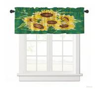 Surwin Blackout Short Curtains for Small Windows, 3D Sunflower Series Cafe Curtain Kitchen Curtains Rod Pocket 1 Panel Valance for Living Room Bedroom Bathroom (Oil Painting,137x45cm)