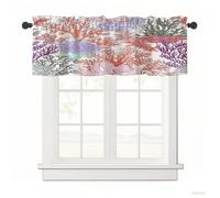 Surwin Blackout Short Curtains for Small Windows, 3D Underwater World Printed Cafe Curtain Kitchen Curtains Rod Pocket 1 Panel Valance for Living Room Bedroom Bathroom (Coral,137x45cm)