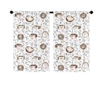 Surwin Blackout Short Curtains for Small Windows, Cartoon Cafe Curtain Kitchen Curtains Rod Pocket 2 Panel Valance for Living Room Bedroom Bathroom (Little Hedgehog,65x115cm)