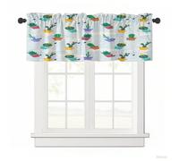 Surwin Blackout Short Curtains for Small Windows, Cartoon Printed Cafe Curtain Kitchen Curtains Rod Pocket 1 Panel Valance for Living Room Bedroom Bathroom (Cactus pot,137x45cm)