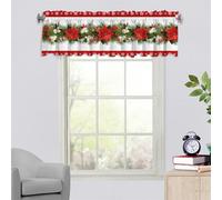 Surwin Blackout Short Curtains for Small Windows, Red Christmas Cafe Curtain Kitchen Curtains Rod Pocket 1 Panel Valance for Living Room Bedroom Bathroom (137x45cm,party rattan)