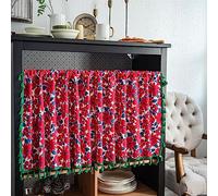 Surwin Blackout Short Curtains for Small Windows, Retro Flowers Cafe Curtain Kitchen Curtains Rod Pocket 1 Panel Valance for Living Room Bedroom Bathroom (91x150cm,Red flowers)