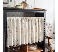 Surwin Blackout Short Curtains for Small Windows, Retro Flowers Cafe Curtain Kitchen Curtains Rod Pocket 1 Panel Valance for Living Room Bedroom Bathroom (91x150cm,White elegant)