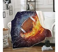 Surwin Blanket 3d printed for Adults Teens Kids, Basketball print 130x150cm / 200x150cm Double layer Microfiber Plush Bedding for Sofa Bed Office Travel (Rugby A,130 * 150cm)