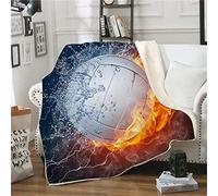 Surwin Blanket 3d printed for Adults Teens Kids, Basketball print 130x150cm / 200x150cm Double layer Microfiber Plush Bedding for Sofa Bed Office Travel (volleyball,150 * 200cm)