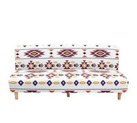 Surwin Boho Pattern Armless Sofa Bed Cover, Washable Stretch Futon Slipcover Non Slip Protector for 2 Seater/3 Seater Folding Sofa Bed without Armrests (Style 6,S:120-150cm)