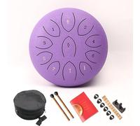 Surwin Chakra Drum for Meditation & Sound Healing, 8-Inch Mini Steel Tongue Drum with Pocket, Mallets and Purple Color