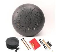 Surwin Chakra Mini Study Drum for Meditation - Steel Tongue 8 inch 11 Tone with Mallets, Black