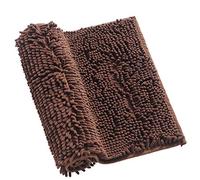 Surwin Chenille Bath Mat Non Slip, Luxurious Soft Fluffy Large Bathroom Mat Super Absorbent Bathmat Machine Washable & Quick Dry Bath Rug for Bathroom, Shower (Coffee,50x120cm)