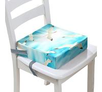 Surwin Children's Booster Seat 3D Beach Booster Seat Dining Chair with Lock, Dismountable & Adjustable Toddler Booster Seat for Dining Chair Portable Travel Booster Cushion (Seagulls,32x32x8cm)