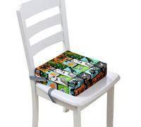 Surwin Children's Booster Seat 3D Dinosaurs Booster Seat Dining Chair, Dismountable & Adjustable Toddler Booster Seat for Dining Chair Portable Travel Booster Cushion (Black Green B,40x40x10cm)