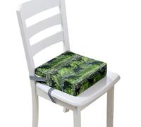 Surwin Children's Booster Seat 3D Dinosaurs Booster Seat Dining Chair, Dismountable & Adjustable Toddler Booster Seat for Dining Chair Portable Travel Booster Cushion (Dark Green,40x40x10cm)