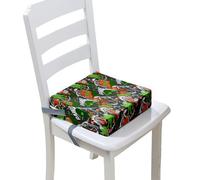 Surwin Children's Booster Seat 3D Dinosaurs Booster Seat Dining Chair, Dismountable & Adjustable Toddler Booster Seat for Dining Chair Portable Travel Booster Cushion (Black Green,32x32x8cm)