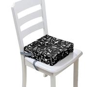 Surwin Children's Booster Seat 3D Dinosaurs Booster Seat Dining Chair, Dismountable & Adjustable Toddler Booster Seat for Dining Chair Portable Travel Booster Cushion (Black,40x40x10cm)
