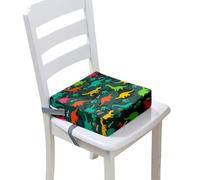 Surwin Children's Booster Seat 3D Dinosaurs Booster Seat Dining Chair, Dismountable & Adjustable Toddler Booster Seat for Dining Chair Portable Travel Booster Cushion (Dark Blue,32x32x8cm)