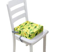 Surwin Children's Booster Seat 3D Dinosaurs Booster Seat Dining Chair, Dismountable & Adjustable Toddler Booster Seat for Dining Chair Portable Travel Booster Cushion (Yellow Green,40x40x10cm)