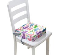 Surwin Children's Booster Seat 3D Dinosaurs Booster Seat Dining Chair, Dismountable & Adjustable Toddler Booster Seat for Dining Chair Portable Travel Booster Cushion (Pink Purple,40x40x10cm)