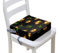 Surwin Children's Booster Seat Booster Seat Dining Chair with Lock, Adjustable Toddler Booster Seat for Christmas Dining Chair Portable Travel Booster Cushion (Gold Bell,40x40x10cm)