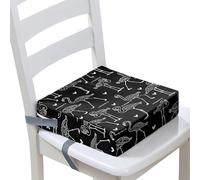 Surwin Children's Booster Seat Booster Seat Dining Chair with Lock, Dismountable Adjustable Booster Seat for Dining Chair Portable Travel Booster Cushion -3D Flamingo (Black,32x32x8cm)