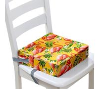 Surwin Children's Booster Seat Booster Seat Dining Chair with Lock, Dismountable Adjustable Booster Seat for Dining Chair Portable Travel Booster Cushion -3D Flamingo (Yellow,40x40x10cm)
