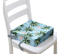 Surwin Children's Booster Seat Booster Seat Dining Chair with Lock, Dismountable Adjustable Booster Seat for Dining Chair Portable Travel Booster Cushion -3D Flamingo (Coconut Tree,32x32x8cm)