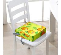 Surwin Children's Booster Seat Booster Seat Dining Chair with Lock, Dismountable & Adjustable Toddler Booster Seat for Dining Chair Portable Travel Booster Cushion, Lion Print (Green,32x32x8cm)