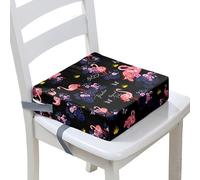 Surwin Children's Booster Seat Booster Seat Dining Chair with Lock, Dismountable & Adjustable Toddler Booster Seat for Dining Chair Portable Travel Booster Cushion, Flamingo (Flowers,40x40x10cm)