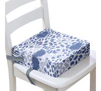 Surwin Children's Booster Seat Cartoon Leopard Print Booster Seat Dining Chair with Lock, Dismountable Adjustable Booster Seat for Dining Chair Portable Travel Booster Cushion (Blue,32x32x8cm)