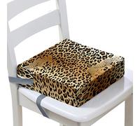 Surwin Children's Booster Seat Cartoon Leopard Print Booster Seat Dining Chair with Lock, Dismountable Adjustable Booster Seat for Dining Chair Portable Travel Booster Cushion (Leopard,32x32x8cm)