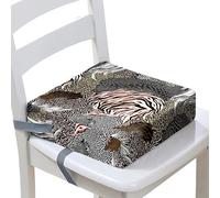 Surwin Children's Booster Seat Cartoon Leopard Print Booster Seat Dining Chair with Lock, Dismountable Adjustable Booster Seat for Dining Chair Portable Travel Booster Cushion (Black,40x40x10cm)