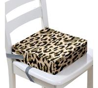 Surwin Children's Booster Seat Cartoon Leopard Print Booster Seat Dining Chair with Lock, Dismountable Adjustable Booster Seat for Dining Chair Portable Travel Booster Cushion (Brown,32x32x8cm)