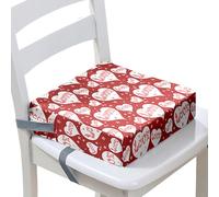Surwin Children's Booster Seat Heart Love Booster Seat Dining Chair with Lock, Adjustable Booster Seat for Dining Chair Portable Travel Booster Cushion (Red,32x32x8cm)