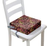 Surwin Children's Booster Seat "Love" Printed Booster Seat Dining Chair with Lock, Dismountable & Adjustable Toddler Booster Cushion for Dining Chair Travel (Brown,32x32x8cm)
