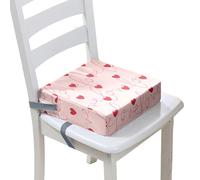 Surwin Children's Booster Seat "Love" Printed Booster Seat Dining Chair with Lock, Dismountable & Adjustable Toddler Booster Cushion for Dining Chair Travel (Light Pink,40x40x10cm)