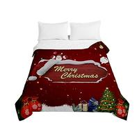 Surwin Christmas Embossed Quilted Bedspreads Single Double Super King Bed, 3D Print Bedspread Quilt Bed Throws Blanket Lightweight Coverlet Microfiber All Season Comforter (Santa Claus,230x280cm)