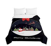 Surwin Christmas Embossed Quilted Bedspreads Single Double Super King Bed, 3D Print Bedspread Quilt Bed Throws Blanket Lightweight Coverlet Microfiber All Season Comforter (Crystal snowman,230x280cm)