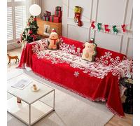 Surwin Christmas Print Throws for Sofas, Large Sofa Cover, Slipcovers for L Shape with Fringed, Universal Corner Couch Covers for Chair, Settees, Armchair (Red Christmas C,180x90cm)