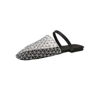 Surwin Closed Toe Slippers Women, Summer Weaving Openwork Mesh Slip-On Casual Sandals for Women, Flat Comfortable Non-Slip Womens Mules Sliders, for Spa Hotel Guest Travel Beach Indoor (Silver,4)