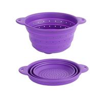 Surwin Collapsible Colanders, 1 PCS Silicone Colander, Foldable Filter Drain Baskets, Kitchen Strainer for Draining Pasta Fruits Vegetable Colanders (M,Purple)